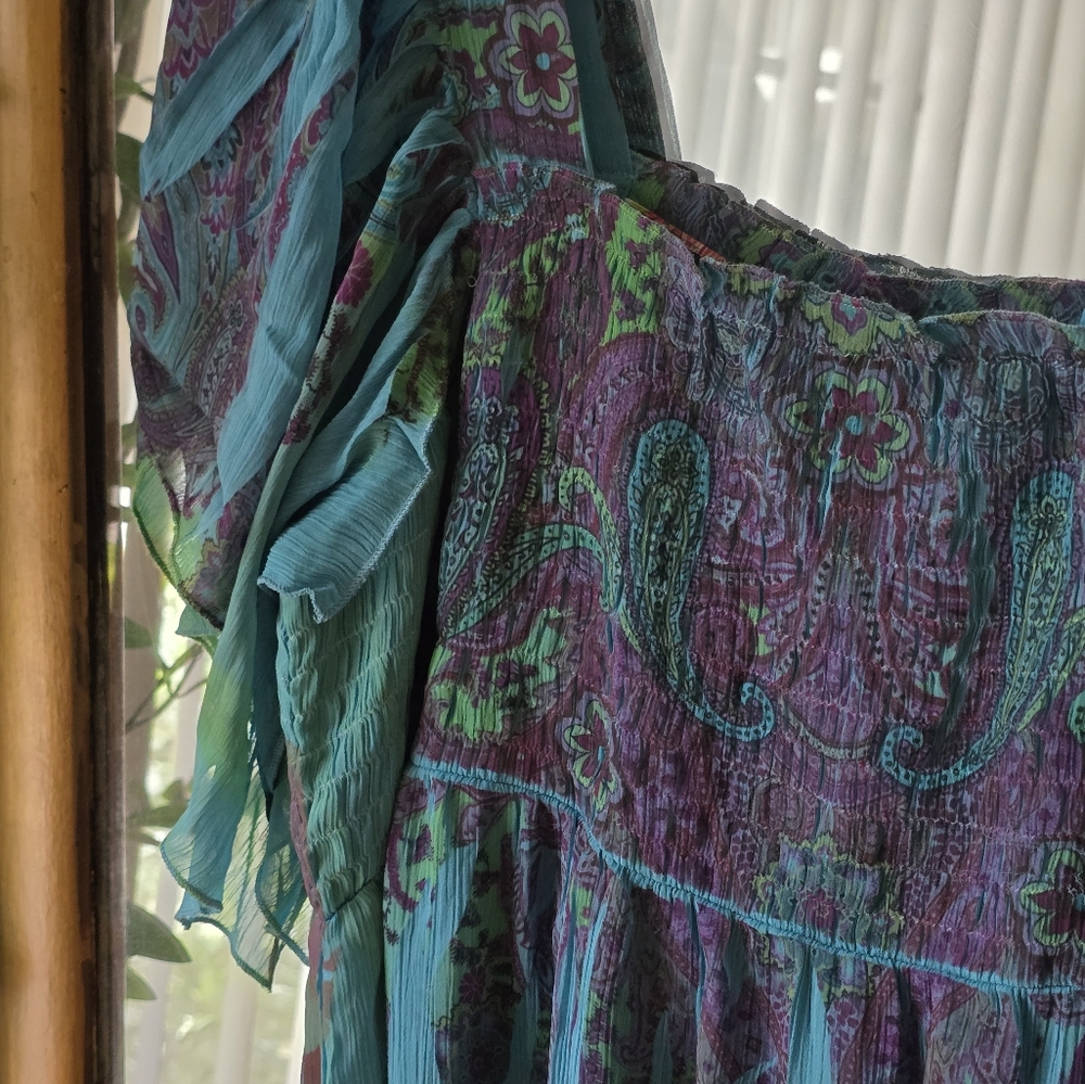Unity Worldwear Boho Paisley Flutter Sleeve Tunic Dress XL - Picture 8 of 8
